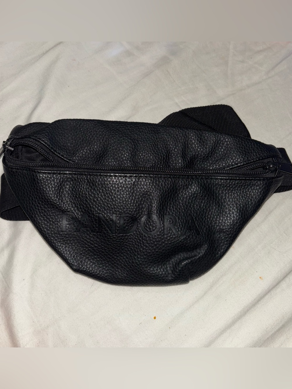 Pandora Black Textured Leather Belt Bag